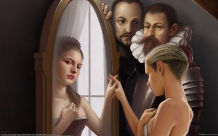 Io, Virginia - corrado vanelli, pictura, mirror, painting, girl, man, art, reflection