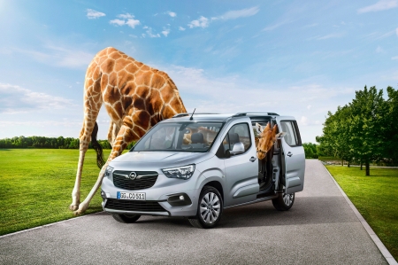 :-) - car, funny, road, fantasy, giraffe, opel combo, creative