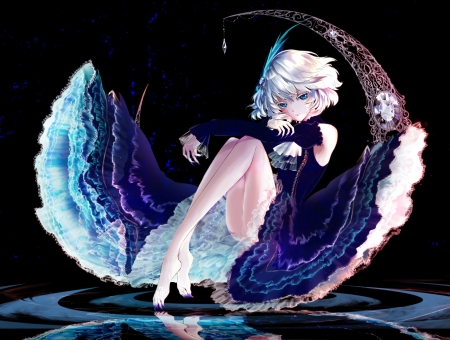 :-) - moon, girl, sanamisa, blue, anime, luna, dress, manga