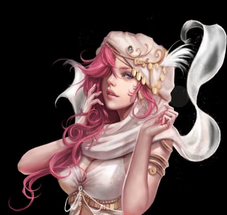 Fantasy girl - lana g, white, fantasy, pink, black, luminos, girl