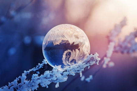 :-) - bubble, ice, frozen, winter, blue, ball, iarna, pink