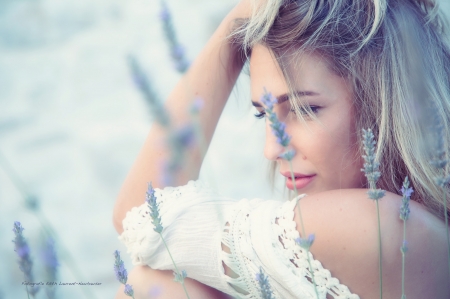 Beauty - flowet, vara, girl, summer, neuhauser, model, face, white, edit laurent, blue, edith laurent neuhauset, lavender