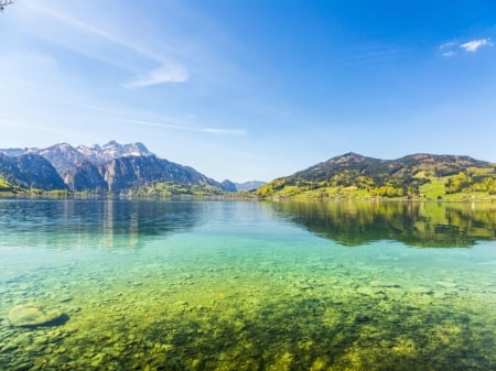 Beautiful lake view - sky, lake, nature, mountain