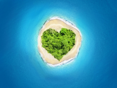 Heart shape Island - Island, Sea, Blue, Beach