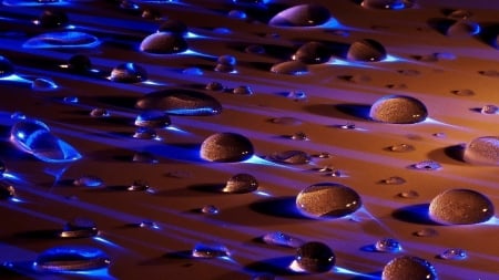 Blue rain drops - photography, drops, water, macro