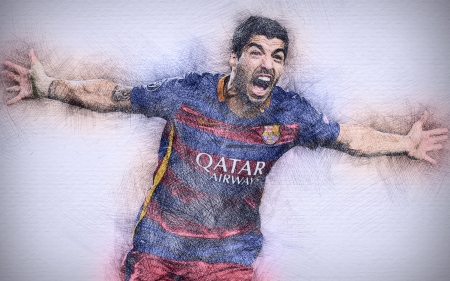 Luis SuÃ¡rez - uruguayan, fc barcelona, drawing, soccer, luis suarez