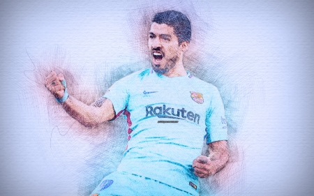 Luis SuÃ¡rez - uruguayan, fc barcelona, drawing, soccer, luis suarez