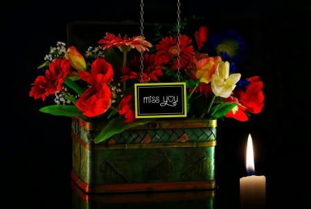 Miss You - Decoration, Memory, Flowers, Card