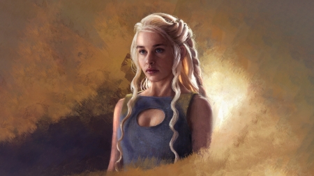 Daenerys - game of thrones, fantasy, mother of dragons, girl, princess, art, daenerys targaryen