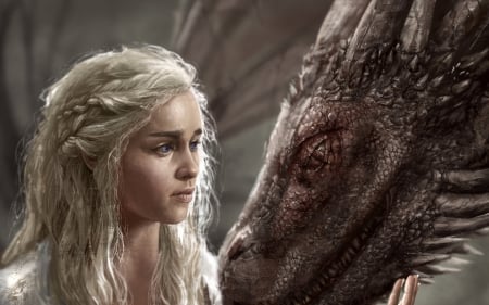 Mother of dragons - game of thrones, aleksandra klepacka, fantasy, mother of dragons, art, daenerys targaryen, luminos