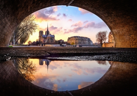 Notre Dame de Paris - france, water, paris, cathedral, peisaj, notre dame, bridge