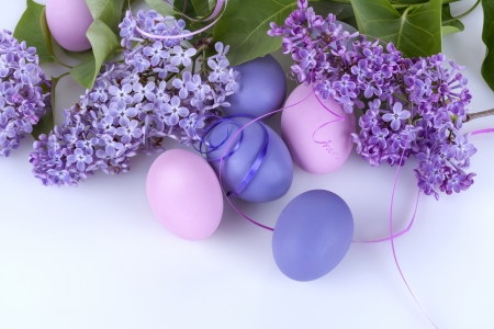 Lilacs - eggs, easter, blossoms, art