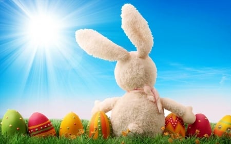 Easter Fun On The Sun - fun, sky, clouds, sun, easter, egg, bunny