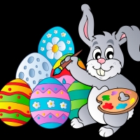 bunny coloring eggs
