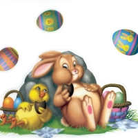 Easter Bunny an Chick Relaxing