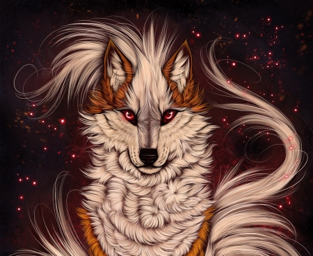 Fantastic wolf - lup, myarukawolf, fantasy, wolf, brown, luminos