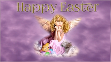 Easter Angel - Chicks, Clouds, Angel, lamb, Easter Eggs, Easter