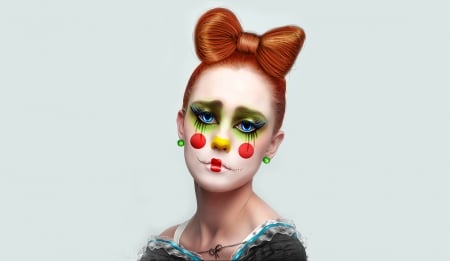 :-) - face, redhead, girl, clown, fantasy