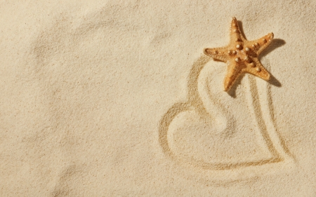 :-) - starfish, heart, summer, beach, valentine, card, sand, vara