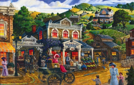 General Store - pictura, tom antonishak, people, general store, painting, art