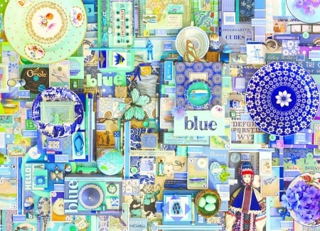 Collage - collage, stuff, texture, blue