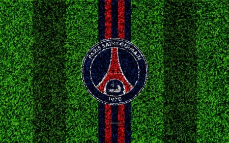 Paris Saint-Germain F.C. - soccer, paris saint-germain, logo, psg, paris saint germain, football, paris saint-germain fc, grass, emblem, club