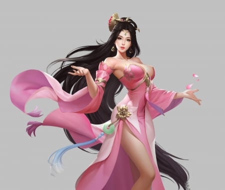 Fantasy girl - liang xiaoyi, girl, luminos, pink, frumusete, fantasy