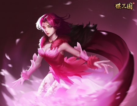 Fantasy girl - fantasy, pink, shaobing wang, luminos, girl