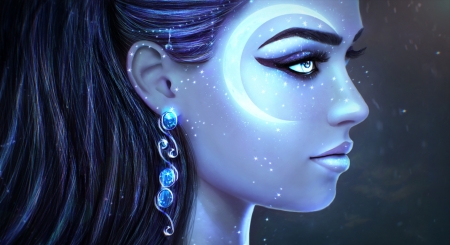 Nanette - moon, blue, nanette, magicnaanavi, jewel, frumusete, fantasy, face, luminos, luna