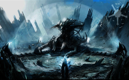 Artwork Crysis - work, blue, sci-fi, crysis, art, future, dark