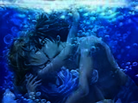 under water - love, women, heart, romence, cartoon, water, funny, road, hearts, colour, red, 3d, blue, fentasy, cute