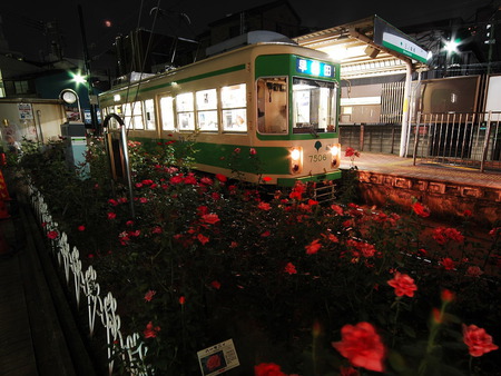 Tokyo railway at night