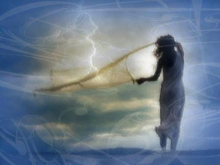 Harvesting the wind - woman, sky, air, girl, blue, dream