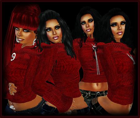 Ladies in Red - abstract, fantasy, ladies, red