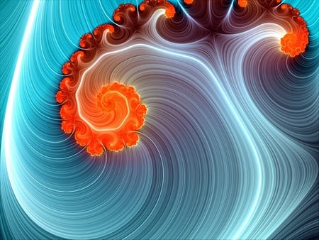 fractal shell glow . jpg - glow, orange, blue