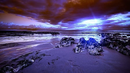 Sea Coast Sunseting Blue - awesome, blue, amazing, beauty, lovely, cool, fascinating