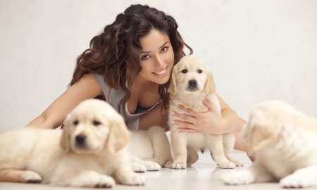 Womenâ€™s Best Friends - woman, lady, animals, pets, lovely, dogs, brunette, sweet, cute