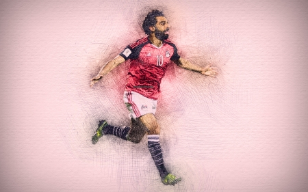 Mohamed Salah - mohamed salah, forward, mohamed, egypt, mo salah, drawing, football, egyptian, sport, footballer, soccer, player, art, salah