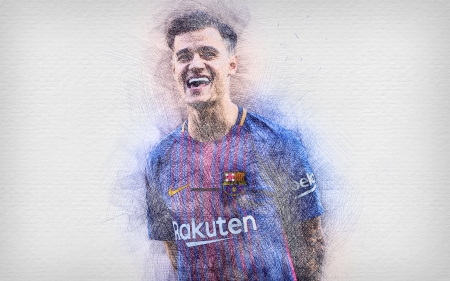 Philippe Coutinho - philippe coutinho, barcelona, football, drawing, soccer