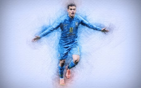 Philippe Coutinho - philippe coutinho, football, drawing, soccer, brazil