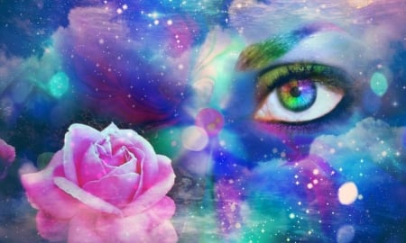 Eye of The Rose - vibrant, colorful, Light, rose, Eye, Abstract