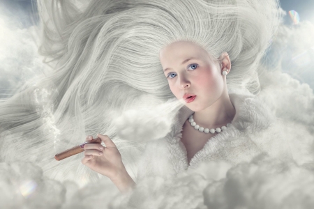 Mrs Cloudmaker - fantasy, white, mrs cloudmaker, girl, john wilhelm, copil, creative, child