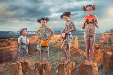 Kids - kid, blue, girl, john wilhelm, canion, children, copil, orange, boy