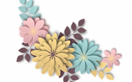 Flowers - pattern, yellow, papel, pink, blue, paper, pastel, texture, flower