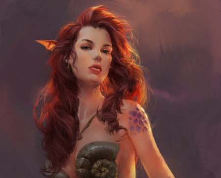 Mermaid - xiaofei ye, fantasy, mermaid, elf, girl, redhead