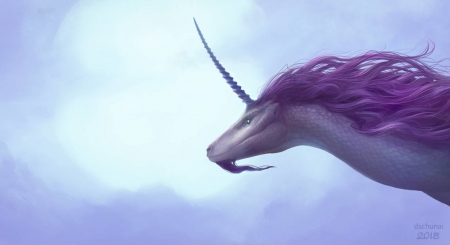 Unicorn - frumusete, fantasy, blue, lunaris, dschunai, unicorn, pink, luminos