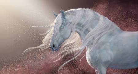 Gentle afternoon - horse, pink, wind, frumusete, white, hagge, fantasy, luminos, cal