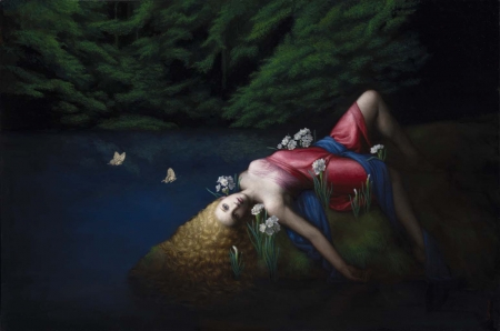 Gaia - water, chie yoshii, frumusete, fantasy, goddess, art, luminos, gril, gaia