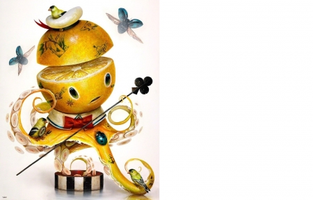 :) - fantasy, greg simkins, yellow, cute, art, luminos, lemon