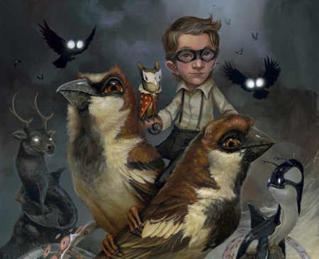 :) - fantasy, bird, pasari, sparrow, luminos, man, greg simkins, art